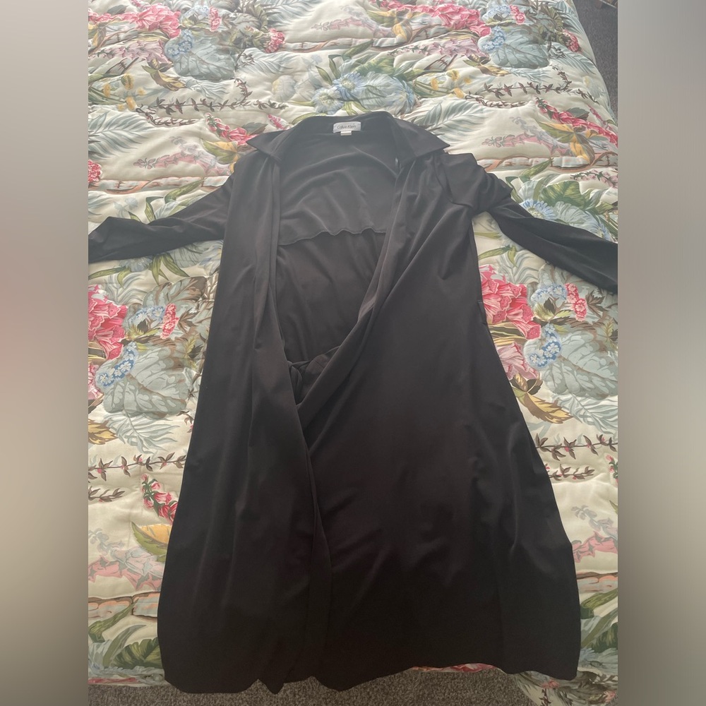 Calvin Klein Black Wrap Dress - Picture 2 of 4
